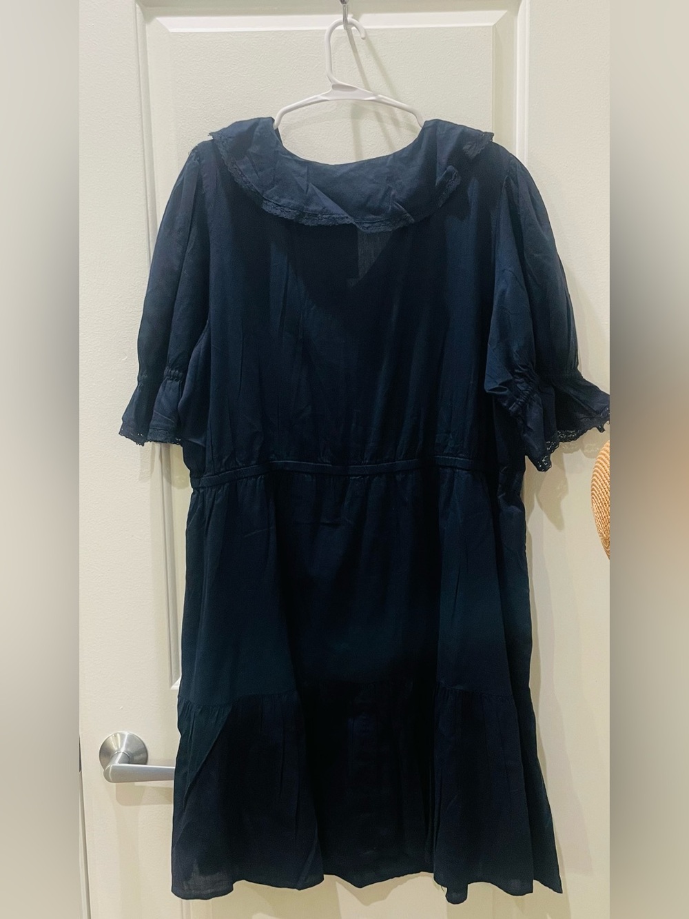 NEW…LC Lauren Conrad Navy Ruffle V-Neck Dress - Picture 5 of 5